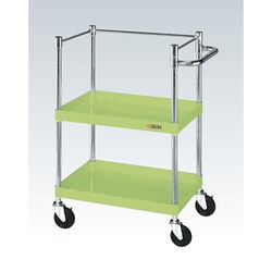 CSP-6082KNU [CSパールワゴン 中量タイプ/均等耐荷重100kg/ナイロンウレタン車/H880mm/2段/移動式/コボレ止め付 W600×D400×H880mm]