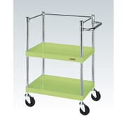 CSP-6082KSE [CSパールワゴン 中量タイプ/均等耐荷重100kg/サイレントエラストマー車/H880mm/2段/移動式/コボレ止め付 W600×D400×H880mm]