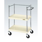 CSP-7582KI [CSパールワゴン 中量タイプ/均等耐荷重100kg/ゴム車/H880mm/2段/移動式/コボレ止め付 W750×D500×H880mm]