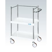 CSP-6082KW [CSパールワゴン 中量タイプ/均等耐荷重100kg/ゴム車/H880mm/2段/移動式/コボレ止め付 W600×D400×H880mm]