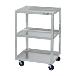 SPE-03DJAL [アルミスぺシャルワゴン 軽量タイプ/均等耐荷重50kg/導電ゴム車/H800mm/3段/移動式 W400×D330×H800mm]