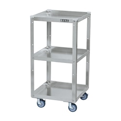 SPE-03SEJAL [アルミスぺシャルワゴン 軽量タイプ/均等耐荷重50kg/サイレントエラストマー車/H800mm/3段/移動式 W400×D330×H800mm]