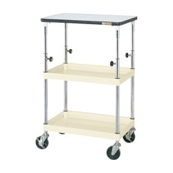 TCSP-6082TPNUI [CSパールワゴン 中量タイプ/均等耐荷重150kg/ポリエステル天板/ナイロンウレタン車/H865～1115mm/2段＋天板付/移動式 W630×D430×H865～1115mm]