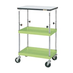 TCSP-6082TPSE [CSパールワゴン 中量タイプ/均等耐荷重150kg/ポリエステル天板/サイレントエラストマー車/H865～1115mm/2段＋天板付/移動式 W630×D430×H865～1115mm]