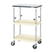 TCSP-6082TPSEI [CSパールワゴン 中量タイプ/均等耐荷重150kg/ポリエステル天板/サイレントエラストマー車/H865～1115mm/2段＋天板付/移動式 W630×D430×H865～1115mm]