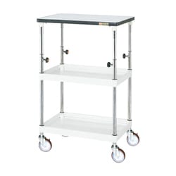 TCSP-6082TPSEW [CSパールワゴン 中量タイプ/均等耐荷重150kg/ポリエステル天板/サイレントエラストマー車/H865～1115mm/2段＋天板付/移動式 W630×D430×H865～1115mm]