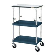 TCSP-6082TPSED [CSパールワゴン 中量タイプ/均等耐荷重150kg/ポリエステル天板/サイレントエラストマー車/H865～1115mm/2段＋天板付/移動式 W630×D430×H865～1115mm]