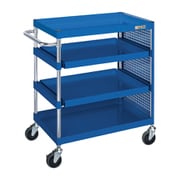 CSP-6084SZPB [CSパールワゴン 中量タイプ/均等耐荷重130kg/ゴム車/H880mm/4段 内スライド棚2段/移動式/スライド棚・全面パンチングパネル付 W600×D400×H880mm]