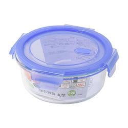 耐熱ガラス バルブ付 保存容器 丸型 620ml クリアブルー NewStyle LD-466
