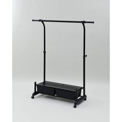 チェスト付き 伸縮ハンガーラック シングル T2HH-SS-MBK