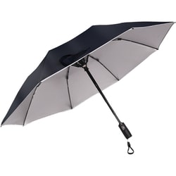 長傘 晴雨兼用 GeeBrella Fan 手開き式 UV加工 扇風機内蔵 差し渡し（実効直径）：110cm ブラック