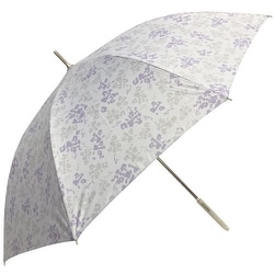 長傘 晴雨兼用 aquas hackベリー柄長傘 60cm ジャンプ式 UVカット加工 ライトパープル