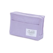 容量タップリの大きめサイズ、小物用ポケット付き! ペンケース ボックス キャンバス パープル 010084-07