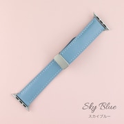 IQ-AW022B45-BL [Apple Watch 45/44/42mm マグネット レザーベルト （022） スカイブルー]