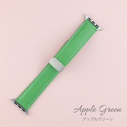 IQ-AW022B45-GR [Apple Watch 45/44/42mm マグネット レザーベルト （022） アップルグリーン]