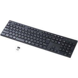 ワイヤレスキーボード 無線 ワイヤレス テンキー付 パソコン キーボード コンパクト メンブレン PC 日本語配列 乾電池 ブルーLED ブラック SKB-WL39BK
