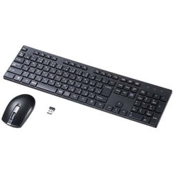 ワイヤレスキーボード マウスセット 無線 2.4GHz テンキー付 静音マウス コンパクト メンブレン 日本語配列 乾電池 ブルーLED ブラック SKB-WL39SETBK