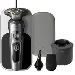 メンズシェーバー S9000 Prestige 回転式 自動洗浄機付きワイヤレス充電対応 お風呂剃り対応 SkinIQ テクノロジー搭載 クローム SP9885/36