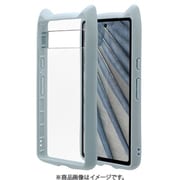 7523PXL7AHB [Google Pixel 7a用 ケース カバー ハイブリッド 猫耳 ネコミミ 背面クリア 高透明 2H mimi PMMA ストラップホール スモーキーブルー]