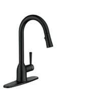 Adler マットブラック ワンハンドル ハイアーク プルダウン キッチン用水栓 Adler 87233BL