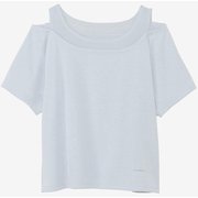 ハイブリッドベントチュールクロップドタンクショートトップ HYBRID VENT TULLE SHORT TOP DC523301 チョークブルー(CK) Lサイズ [フィットネス シャツ レディース]