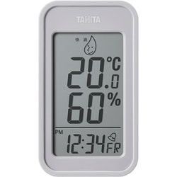 TT-589-GY [デジタル温湿度計 ウォームグレー 快適表示機能 大型 マグネット・フック穴付き]