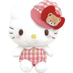 188892-23 サンリオキャラクターズ ぬいぐるみ S ギンガムキャスケット シリーズ ハローキティ [キャラクターグッズ]