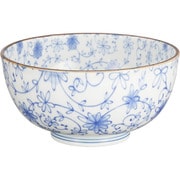 美濃焼 軽量 丼 直径約16×高さ8cm 芽吹き唐草 青 /和食器/食洗機・レンジ対応/日本製 134556