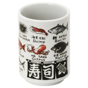 美濃焼 寿司湯呑 魚英語 /和食器/食洗機・レンジ対応/日本製 552-13-47E
