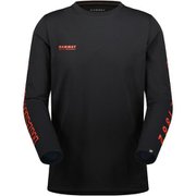 キューディー ロゴ プリント ロングスリーブ Tシャツ アジアンフィット メン QD Logo Print Longsleeve T-shirts AF Men 1016-01030 00756 black-mammut red PRT3 Sサイズ(日本：Mサイズ) [アウトドア カットソー メンズ]