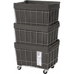 STACKING BASKET 3 with CASTER WASHABLE COVER Dark gray 003373