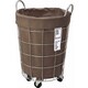 LAUNDRY ROUND BASKET with CASTER 33L Brown 003076