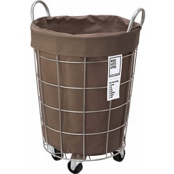 LAUNDRY ROUND BASKET with CASTER 33L Brown 003076