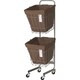 LAUNDRY SQUARE BASKET DOUBLE with CASTER 30L 2BOX Brown 003327