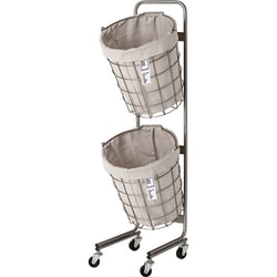 LAUNDRY ROUND BASKET DOUBLE with CASTER 25L 2BOX Light gray 003328