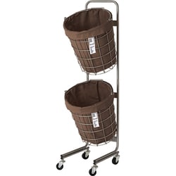 LAUNDRY ROUND BASKET DOUBLE with CASTER 25L 2BOX Brown 003328