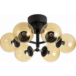 TINY GLASS CEILING LIGHT 6（電球あり） Black Amber glass 003367