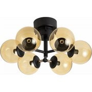 TINY GLASS CEILING LIGHT 6(電球あり) Black Amber glass 003367