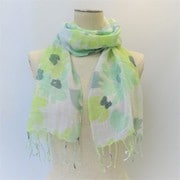 UV加工 綿ストール(花柄) グリーン IN-295521 GR