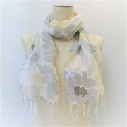 UV加工 綿ストール(花柄) グレー IN-295521 GRY