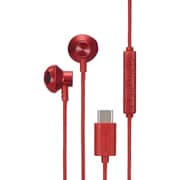 タイプC イヤホン マイク付き セミオープン型 インナーイヤータイプ 有線 コード 1.2m 通話対応 音量調整 【Xperia Google Pixel OPPO Reno iPad Android スマホ タブレット 他対応】 レッド EHP-DF10IMRD
