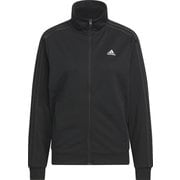 シーズナル スポーツウェア スリーストライプス ルーズフィット ダブルニット トラックトップ KNV52 IT6093 ブラック/ブラック Lサイズ [ランニングウェア ジャージ レディース]