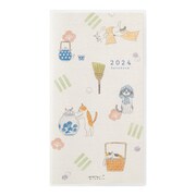 2024年 ポケットダイアリー スリム ネコ柄 22241006