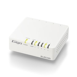 スイッチングハブ LAN ハブ 5ポート Giga対応 1000/100/10Mbps プラスチック筐体 マグネット付 AC電源 ファンレス 静音 省エネ機能 壁掛け設置対応 ホワイト EHC-G05PA4-JW