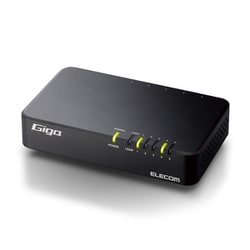 スイッチングハブ LAN ハブ 5ポート Giga対応 1000/100/10Mbps プラスチック筐体 マグネット付 電源内蔵 ファンレス 静音 省エネ機能 壁掛け設置対応 ブラック EHC-G05PN4-JB