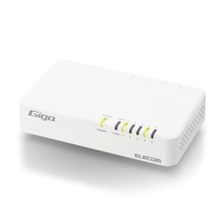 スイッチングハブ LAN ハブ 5ポート Giga対応 1000/100/10Mbps プラスチック筐体 マグネット付 電源内蔵 ファンレス 静音 省エネ機能 壁掛け設置対応 ホワイト EHC-G05PN4-JW