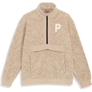 624878 [ゴルフ PロゴフリースモノグラムプリントハーフZIPプルオーバー 03 アラバスター（ブラウン） XXL]