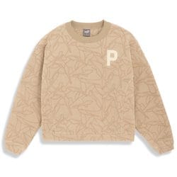 624884 [ゴルフ レディース Pロゴ モノグラム プリント フリースプルオーバー 03 アラバスター（ブラウン） M]