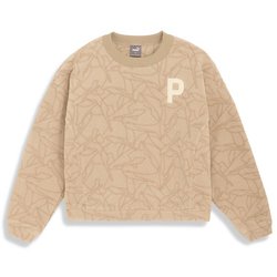624884 [ゴルフ レディース Pロゴ モノグラム プリント フリースプルオーバー 03 アラバスター（ブラウン） L]