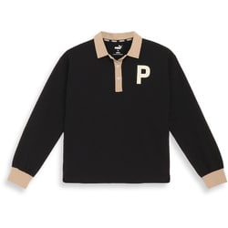 624897 [ゴルフ レディース Pロゴ ミニワッフル ストレッチ リラック 長袖 ラガーポロシャツ 01 プーマ ブラック L]